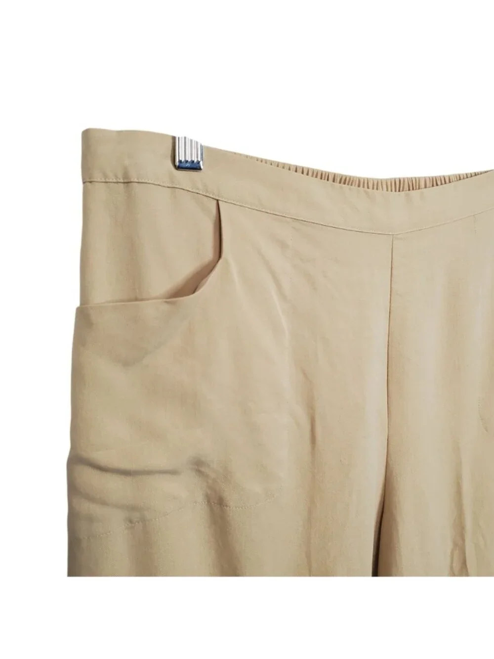 Soft Surroundings Sz L Pants Tencel Wide Leg Light Pull On Flowy Relaxed Beige - Picture 6 of 9